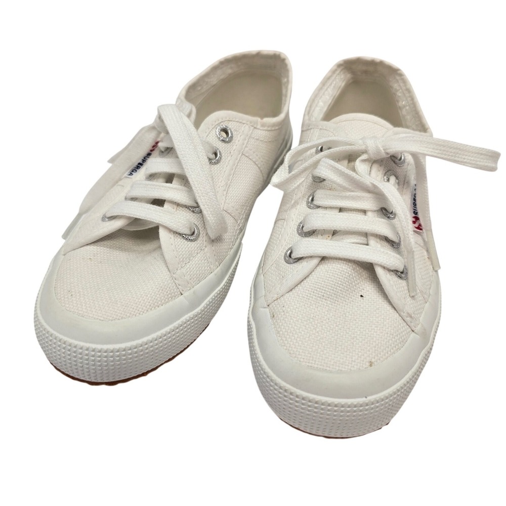 Superga 2750 Cotu Classic White Canvas Low Top Sneakers Womens 6 Mens 4.5
